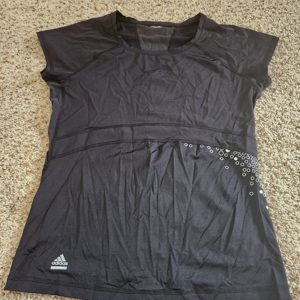 Black Adidas athletic top with silver accent